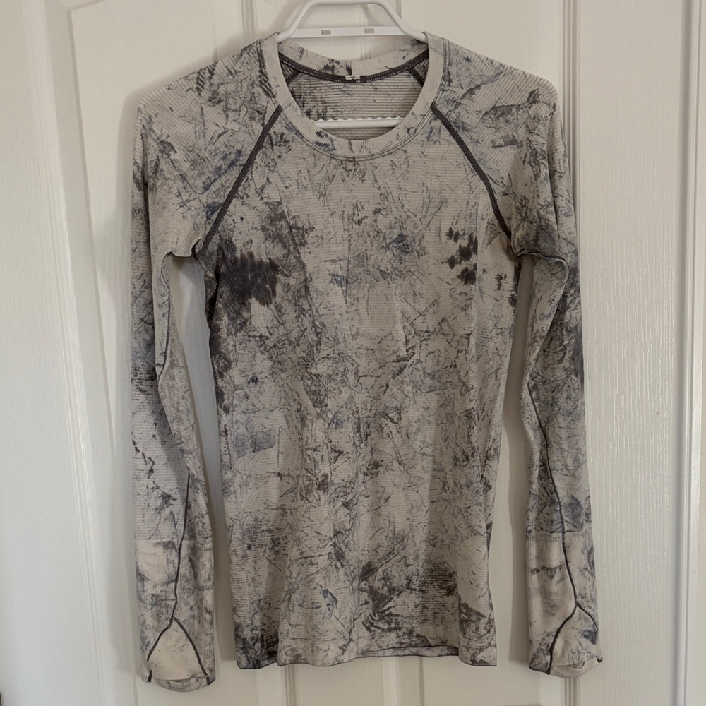 Lulu Swiftly Tech Long Sleeve Marble White